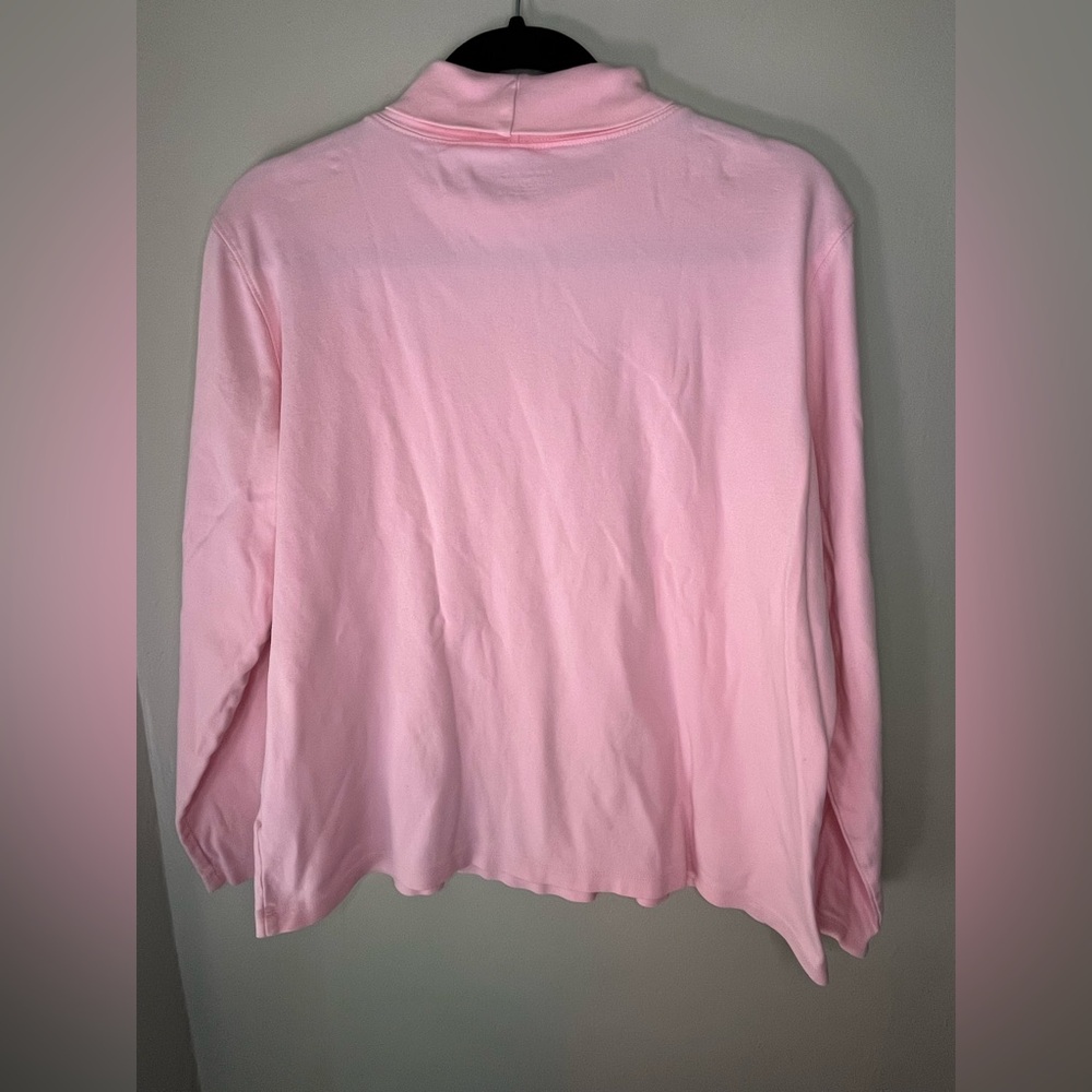 Lands’ End Pink Mock Neck Long Sleeve Shirt 100% Cotton Women’s Size XL - Picture 4 of 5